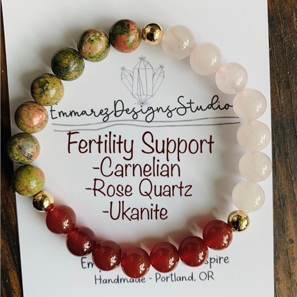 NWT 💕 Fertility Support Healing Energy Power Gemstone Crystal Bracelet 💖 8mm - Picture 1 of 7